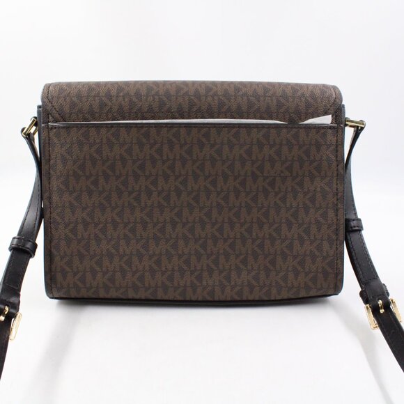 NWT Michael Kors Mimi Medium Logo Messenger Bag in Brown Coated Canvas - Picture 3 of 12